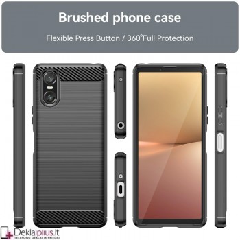 Carbon guminis dėklas - juodas (Sony Xperia 10 VI) Carbon guminis dėklas - juodas (Sony Xperia 10 VI)
